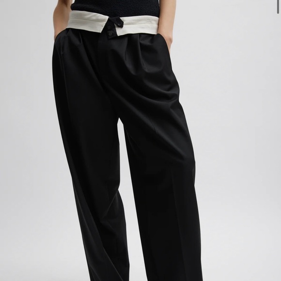 Tibi Pants - Recycled Tropical Wool Fold Over Pant